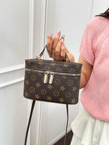 Hevel Mini Square Handbag, Shoulder Bag, Crossbody Bag, Suitable For Banquet, Work, Middle School, High School, University Women - Coffee Brown - View 4