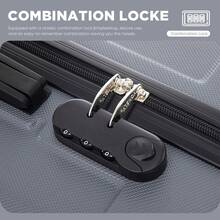 YONSLY 16 Inch Suitcase With Detachable Wheels 360° Combination Lock Double Zipper Soft Rubber Handle Trolley Travel Suitcase For Vacation - 深灰色 - 查看 4