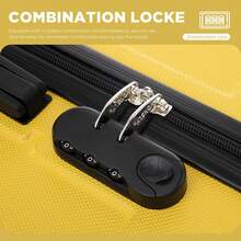 YONSLY 16 Inch Suitcase With Detachable Wheels 360° Combination Lock Double Zipper Soft Rubber Handle Trolley Travel Suitcase For Vacation - 黃色 - 查看 4