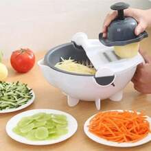 9-In-1 Multi-Functional Manual Slicer & Grater, Home Kitchen Vegetable Slicer, Fruit & Veggie Cutter, Space-Saving Design, Multiple Blades For Slicing, Shredding, Peeling, Essential Kitchen Tool, Outdoor Picnic Accessory, Kitchen Gift - Multicolor - View 3