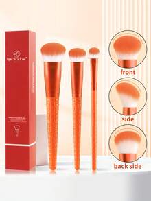 ronshadow Bộ 3 cọ trang điểm cán vân da cá sấu thiết kế góc nghiêng - Cọ đánh nền + Cọ má hồng + Cọ chi tiết phấn mắt, sợi kép siêu mềm dễ tán, kèm hộp quà sang trọng, cọ mỹ phẩm cầm tay tiện lợi - Nhiều màu - Xem 2