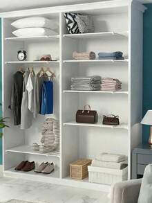 Adjustable Storage Rack - Expandable Storage Shelf, Drill-Free Floating Shelf, Home Storage Accessory, Closet Storage, Suitable For Closet, Bathroom And Kitchen, No Drilling Required, Easy Installation, Includes Adhesive Backing, Multi-Functional Partition System (Product May Have Slight Differences Due To Batch Issues, We Hope For Your Understanding) - Multicolor - View 5