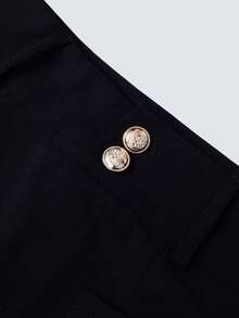 HOMEYEE Plus Size Elegant Black Wide Leg Suit Pants, With Pockets, Fashion Casual Knit Pants Fall - Black - View 6