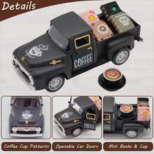 1pc Vintage Mini Metal Pickup Truck Decor For Coffee Bar, Includes Book Accessory, Suitable For Coffee Station, Farmhouse Style Tiered Tray Tabletop Decor, Home Kitchen, Office, Cafe - Coffee Version - View 2