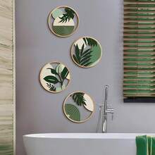 1/4 piezas Colgante de madera estilo bohemio, decoración de pared con planta verde redonda, adecuado para sala de estar, dormitorio, estudio, balcón, baño, etc. - Multicolor - Ver 4