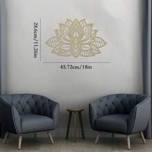 Escultura de Pared Metálica con Motivo de Mandala Radiante Iwa| Decoración Zen Flor de Loto| Regalo de Halloween y Navidad - TY3676-04 - Ver 4