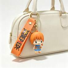ميدالية مفاتيح MINISO One Piece شخصية نامي، تميمة حقيبة أنمي لطيفة بشكل مصغر مع حزام اسم برتقالي وحلقة بلون ذهبي، إكسسوار حقيبة ظهر وهدية - النمط 1 - مشاهدة 5