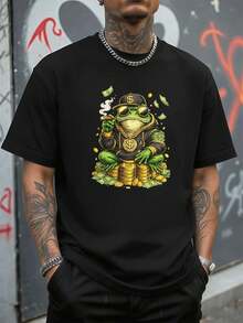 Men Plus Size T-Shirts - Black - View 1