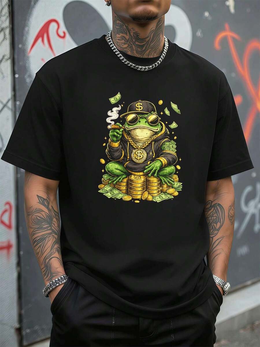 Men Plus Size T-Shirts - Black - View 1