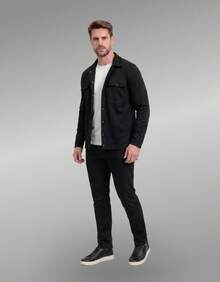 Stylish Men's Jacket With Waterfall Collar, Long Sleeves, Casual Sweatshirt Style With Button Details And Pockets. - 黑色 - 查看 6