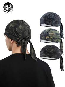 Musion 1 pieza Gorra de calavera de malla transpirable con camuflaje, forro interior de casco de ciclismo que absorbe el sudor, diadema con cordón de secado rápido, para actividades al aire libre para hombres - Multicolor - Ver 4
