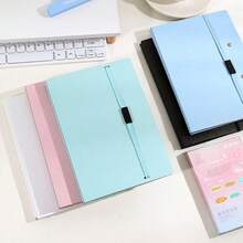 Morandi Color A5 Foldable Clipboard Folder Waterproof PP Writing Pad Board With Elastic Strap Portable Document Paper Holder For Office School - Multicolor - View 4
