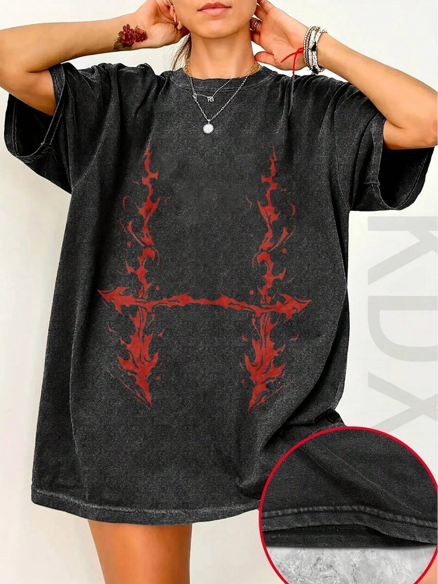 Harajuku Streetwear For Men And Women, With Oversized Vintage T-Shirts With Anime Prints, Perfect For Summer Casual Wear From Changdun Company, Specializing In Ting - 黑色 - 查看 1