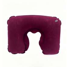 Inflatable Travel Neck Pillow, Portable Foldable U-Shaped Pillow For Airplane & Long Journeys - 酒紅色 - 查看 4