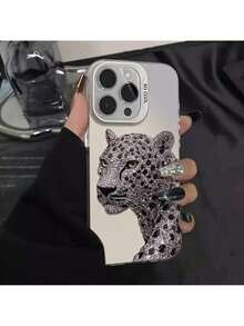Patrón de Leopardo de Diamante Gris, Adecuado para Fundas de Teléfono .Funda resistente con diseños únicos - Plateado - Ver 3