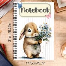 1 pieza Cuaderno de espiral con tema de Pascua, diario de viaje, planificador de oficina lindo con conejo, libreta decorativa con huevos, diario diario, regalo de fiesta, libro de visitas, planificador de reuniones, regalo de cumpleaños para mujer, cuaderno con patrón de mariposa floral y conejo - B - Ver 2