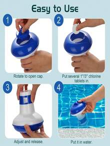 5-Inch Floating Chlorinator/Bromine Dispenser, Fits 1-Inch Chlorine Tablets, Adjustable Release Flow Floating Dispenser, Suitable For Indoor/Outdoor Swimming Pools, Hot Tubs, Blue & White, Great For Inflatable And Above-Ground Pools - Dispenser - View 5