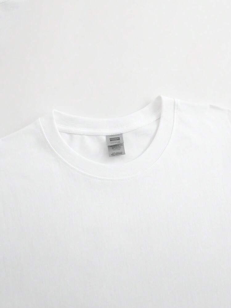 Fashionable Short-Sleeved T-Shirt, Pink Letter-Printed Casual Women's 100% Cotton Top, Women's Clothing - 白色 - 查看 3