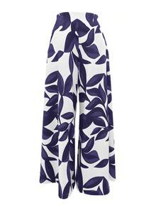 Stylish And Fashionable Printed Wide-Leg Trousers - Blue Violet - View 4