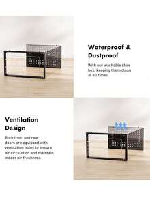 Shoe Storage, 12 Pack Shoe Organizer For Closet, Shoe Boxes Clear Plastic Stackable Shoe Containers With Lids For Size 12-13 - Black - View 7