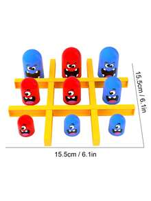 Juego de Apilar Tic Tac Toe, Juego de Mesa Interactivo para 2 Jugadores con Piezas de Personajes Divertidos, Juego de Estrategia Clásico Familiar para Niños & Adultos, Juego Educativo de Ceros y Cruces para Noche Familiar & Fiesta - Multicolor - Ver 7