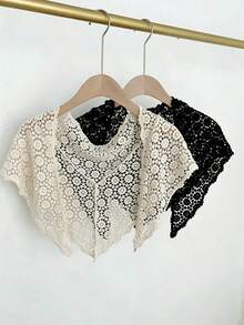 1pc Bohemian Style Crochet Hollow Triangle Scarf - Lightweight, Lace-Like Crochet Floral Details, Perfect For Summer Vacation, Daily Commute And Casual Outfits. An Essential Bohemian Fashion Accessory. - Multicolor - View 13