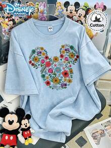 [Disney Licensed]Disney Oversize Round Neck Washed T-Shirt With Disney Angel Print, S~5XL, Disneyland, Disney Animal Kingdom, Disney Family Vacation Trip, Summer Outfits For Women, Vacation Outfits Women, Dresses,, Dresses For Women, Summer Clothes, Summer Tops, Capris For Women, Rompers For Women, Jeans For Women, Jorts, Graphic Tees Women, Tank Tops Women, Dresses For Women Summer, Summer Tops, Summer Clothes, Summer, Swimsuits For Woman, Bathing Suits For Women, Bikinis, White Tank Top, Women Sweatshirts & Hoodies, Cord Sets For Women, Trajes Elegantes De Mujer, Conjuntos De Dos Piezas Para Mujer, Skirt Two Piece Set, Conjuntos De Mujer, Blusas, Trajes De Mujer Casual, Free Shipping, Co Ords Sets Women, Faldas - 淺藍色 - 查看 1