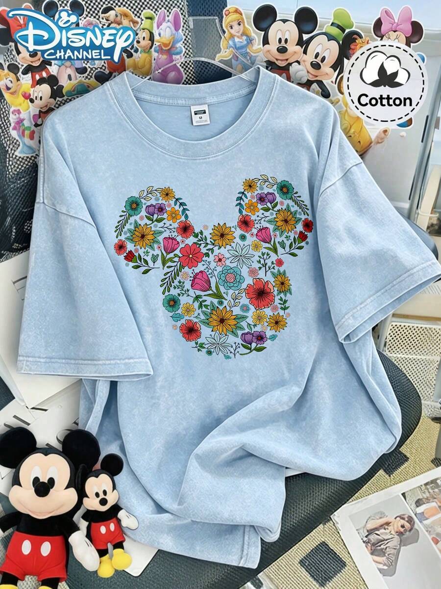 [Disney Licensed]Disney Oversize Round Neck Washed T-Shirt With Disney Angel Print, S~5XL, Disneyland, Disney Animal Kingdom, Disney Family Vacation Trip, Summer Outfits For Women, Vacation Outfits Women, Dresses,, Dresses For Women, Summer Clothes, Summer Tops, Capris For Women, Rompers For Women, Jeans For Women, Jorts, Graphic Tees Women, Tank Tops Women, Dresses For Women Summer, Summer Tops, Summer Clothes, Summer, Swimsuits For Woman, Bathing Suits For Women, Bikinis, White Tank Top, Women Sweatshirts & Hoodies, Cord Sets For Women, Trajes Elegantes De Mujer, Conjuntos De Dos Piezas Para Mujer, Skirt Two Piece Set, Conjuntos De Mujer, Blusas, Trajes De Mujer Casual, Free Shipping, Co Ords Sets Women, Faldas - 淺藍色 - 查看 1