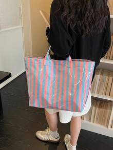 2026 New Fashion Large Capacity Shoulder Bag For Women, Stylish Tote Bag For Shopping And Casual Use - Blue - View 6