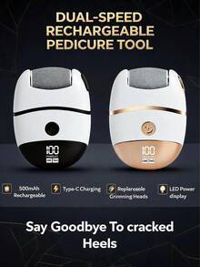 Upgraded Electric Foot File, Dual-Speed Rechargeable Foot Care Tool With Replaceable Grinding Heads And LED Power Display. Professional-Grade Foot Care, Removes Calluses, Corns And Cracked Heels, Enjoy Soft And Smooth Feet At Home. A Perfect Gift! - Multicolor - View 3