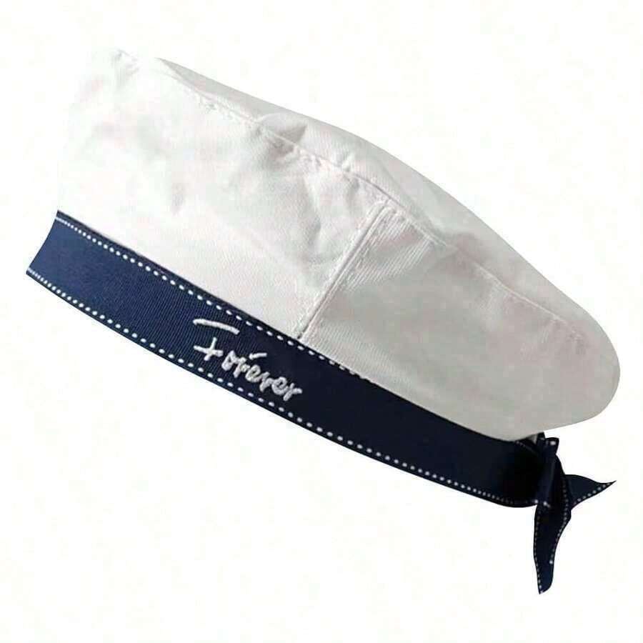 White Sailor Hat Stylish White Beret Cap With Bow-Knot Lolita JK Uniform Costume Accessory,White - 白色 - 查看 1