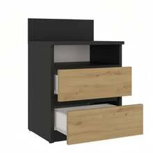 Multi-Functional All-In-One Nightstand With Backrest, Open Storage Compartment + 2 Drawers, 4 Colors Available, Space-Saving Bedside Cabinet For Small Spaces, Universal Use For Bedroom/Apartment/Dorm, Silent Slides Large-Capacity Bedside Storage Unit - Multicolor - View 10