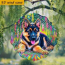 1个3D德国牧羊犬幼犬铁艺挂饰，360°旋转挂钩 - 10英寸彩色户外/室内花园家居装饰，无需电池/电源，适用于婚礼/圣诞节/万圣节/派对，动态狗狗摆件，全年适用（不含吊坠），款式随机 - A - 查看 5