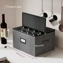 Homyfort - copas vino con divisores recipientes vidrio con carcasa dura servicio para 24 copas de vino o copa - Gris - Ver 4