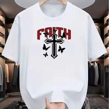 Camiseta de manga corta para hombre, estampado casual de mariposas cruzadas, ideal para el verano - Blanco - Ver 1