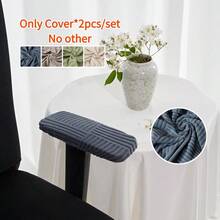 2pcs/Set Sarung Sandaran Tangan Kursi Kantor Warna Polos Jacquard Elastis Pelindung Sandaran Tangan Kursi Anti Selip Sarung Kursi Sofa untuk Kantor dan Rumah - MultiWarna - View 1