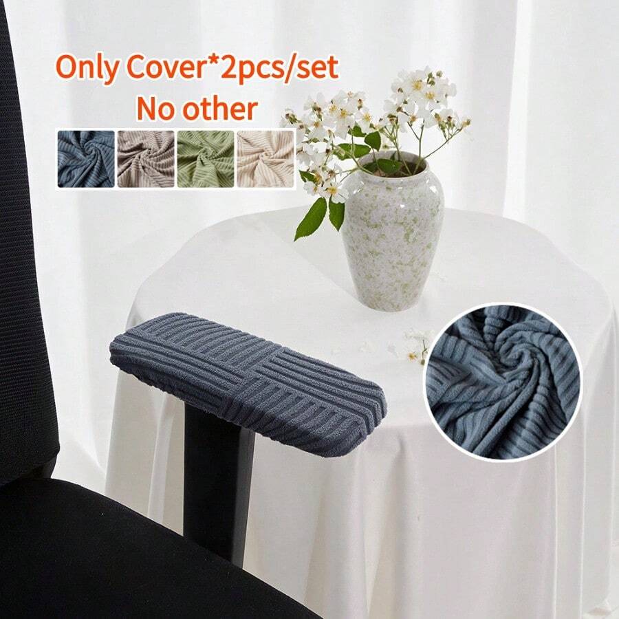 2pcs/Set Sarung Sandaran Tangan Kursi Kantor Warna Polos Jacquard Elastis Pelindung Sandaran Tangan Kursi Anti Selip Sarung Kursi Sofa untuk Kantor dan Rumah - MultiWarna - View 1