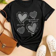 Camiseta Mujer Manga Corta Estampado Floral Natural Minimalista Tela Ligera Suave al Tacto Cómoda Para Uso Cotidiano Salidas y Paseos Urbanos - Negro - Ver 9