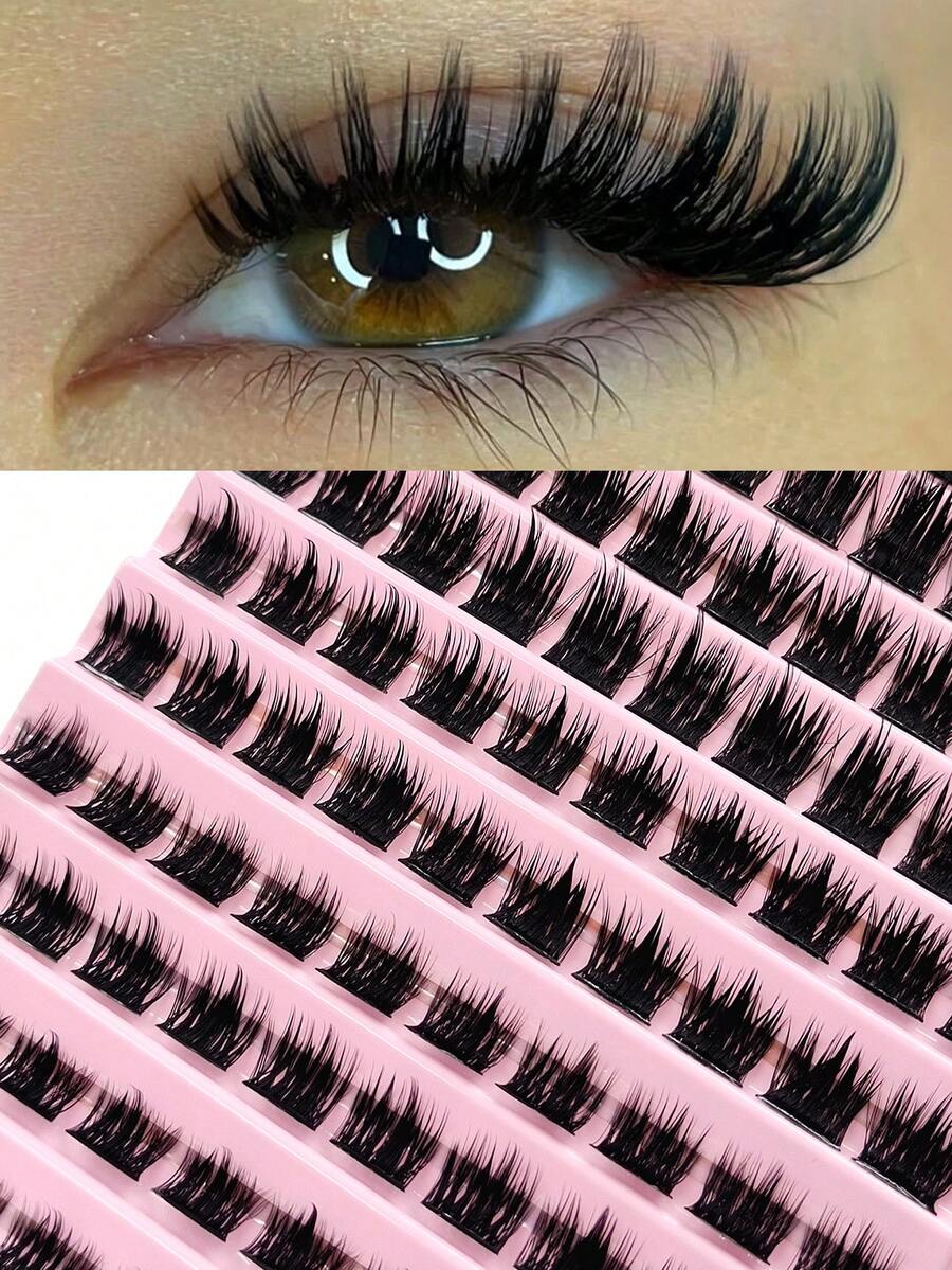 Sibeuna 100 Pcs D Curl False Eyelashes,Thick Type, Creating A Natural And Dense DIY Eyelash Effect,For Daily Life&Dating&Party&Music Festival Makeup,Eyelash Clusters,Fake Eyelashes,Cluster Lashes,Individual Lash,Eyelash Extensions - D - View 1