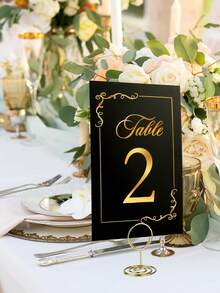 24/31/62pcs Wedding Table Numbers 1-30 With Header Cards, Black And Gold Cards And Holders, For Weddings, Graduations, Baby Showers, Birthdays And Other Occasions, Gold Table Number Set - View 9