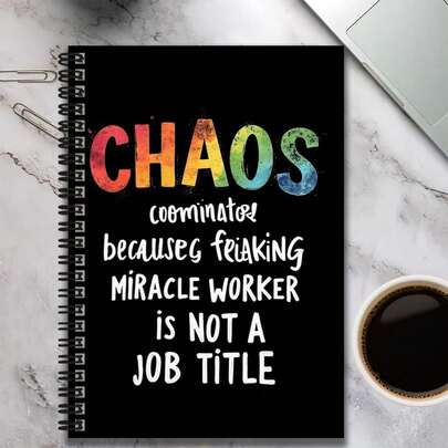 1pc "CHAOS Coordinator" Creative & Quirky Spiral Notebook, Helpful For Work & Study, Suitable For Daily Planning, Journaling, Memo. Thoughtful Gift For Graduation, Birthday, Unique Cover Adds Fun To Life, Suitable For Recording Inspiration Or Scheduling