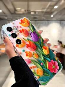 1 Piece Soft Phone Case With Fashionable Tulip Flower Design, Compatible With Huawei, Honor, Galaxy, 12T, 13T - 透明 5 - 查看 6