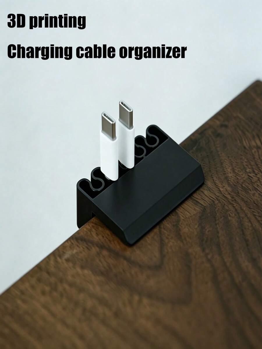 3D Printed Desktop Cable Organizer Clip, Multi-Slot Charging Cable Storage Rack, USB Cable Management, Desktop Edge Cable Organizer, Suitable For Home Office - Multicolor - View 1
