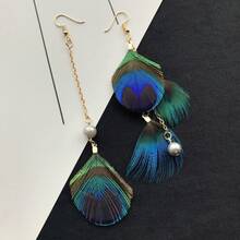 Boho ‑Chic Tree‑Of‑Life Peacock‑Feather Earring Set, Dainty Multi‑Design Antique‑Bronze Long‑Drop Kit For Vacation‑Style Streetwear - 款式四 - 查看 4