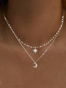 1 Piece Double Layer Butterfly Necklace, Elegant Clavicle Chain, Minimalist Design - Silver 2 - View 9