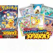 pokemon 寶可夢卡牌包，朱 & 紫系列 - 湧現火花，英文版，1盒36包，每包10張，星光稀有系列，(SV08/朱 & 紫 8)，「朱 & 紫 - 湧現火花」收藏卡，稀有卡收藏，卡牌遊戲對戰，成人卡牌桌遊，節日禮物，聖誕禮物，生日禮物，給同學的禮物 - 彩色 - 查看 2