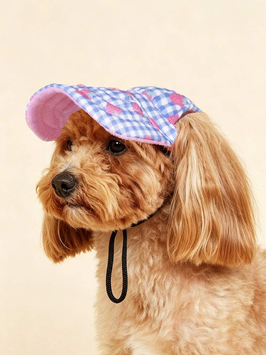 1pc Pink Paw Print Pet Outdoor Sun Hat, Cartoon Cute Visor Cap For Small/Medium/Large Dogs, Cats