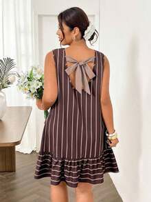 Lounesse Vestido casual de talla sin mangas a rayas - Multicolor 2 - Ver 11