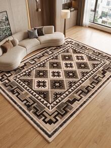 1pc Dark Rhombus Living Room Rug, Suitable For Kitchen, Dining Room, Bedroom, Room Holiday Decor, Indoor/Outdoor, Office, Lobby, Anti-Slip Doormat, Bathroom Rug, Hallway, Study Gaming Area Rug - Multicolor - View 7
