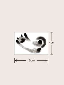 1pc Waterproof & Smudge-Proof Temporary Tattoo Sticker, PVC Realistic Small Cat Tattoo Decal For Daily Use - Grey - View 4